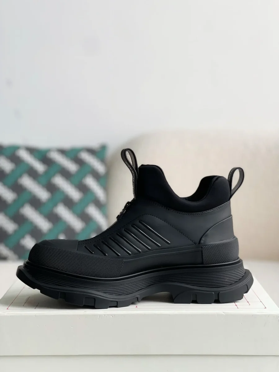 Alexander McQueen Moto Tread Slick Black Zip-Up Hybrid Sneakers - Image 4