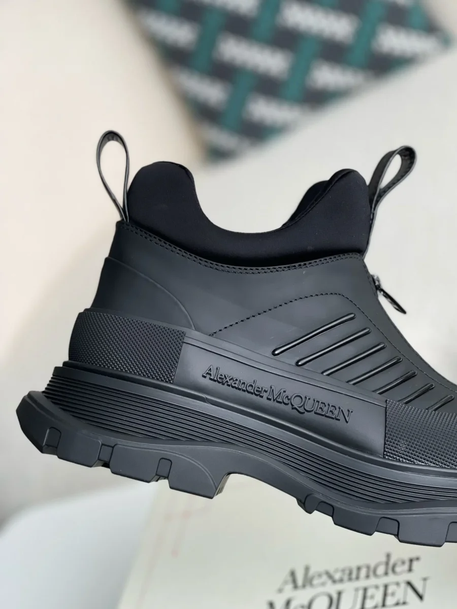 Alexander McQueen Moto Tread Slick Black Zip-Up Hybrid Sneakers - Image 8