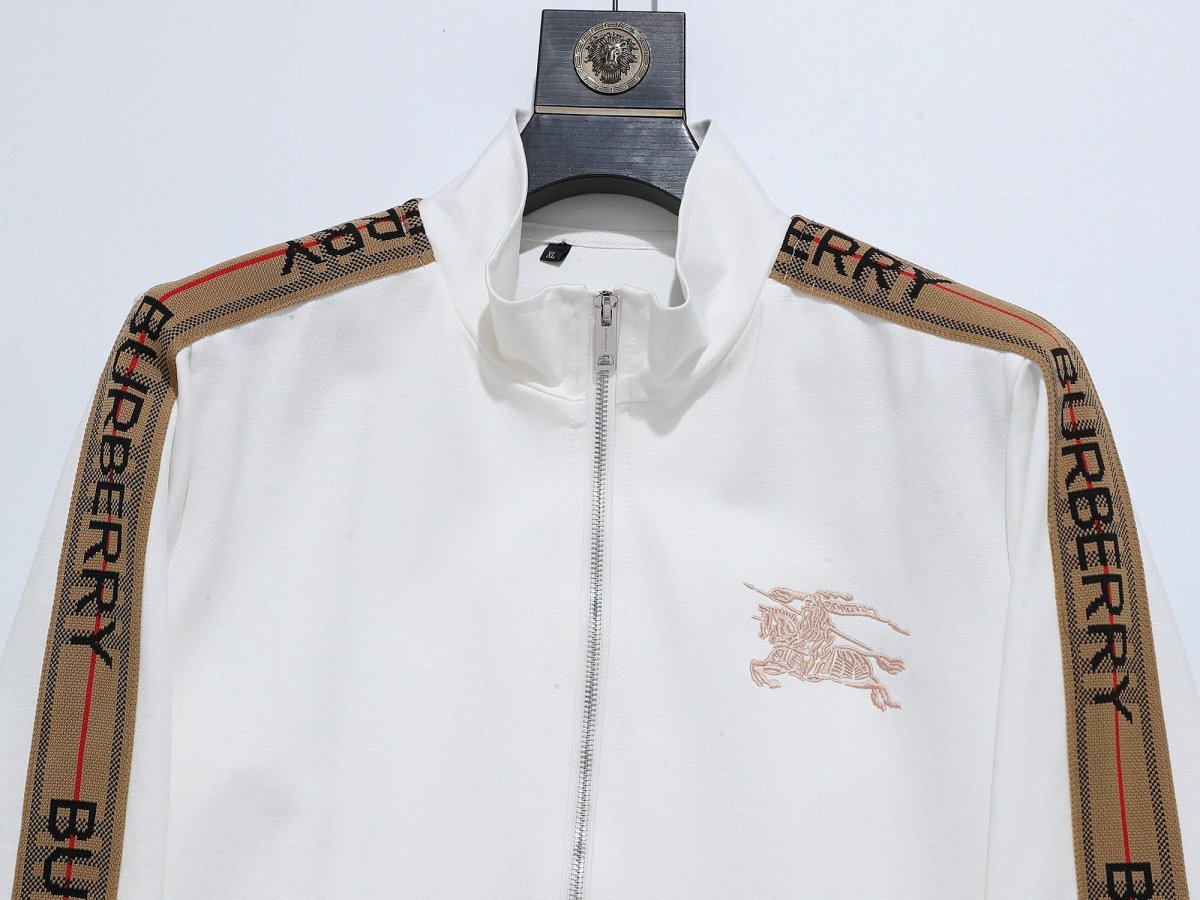 Burberry Vintage Check Trim Tracksuit - White EKD Embroidered Jacket & Pants Set - Image 3
