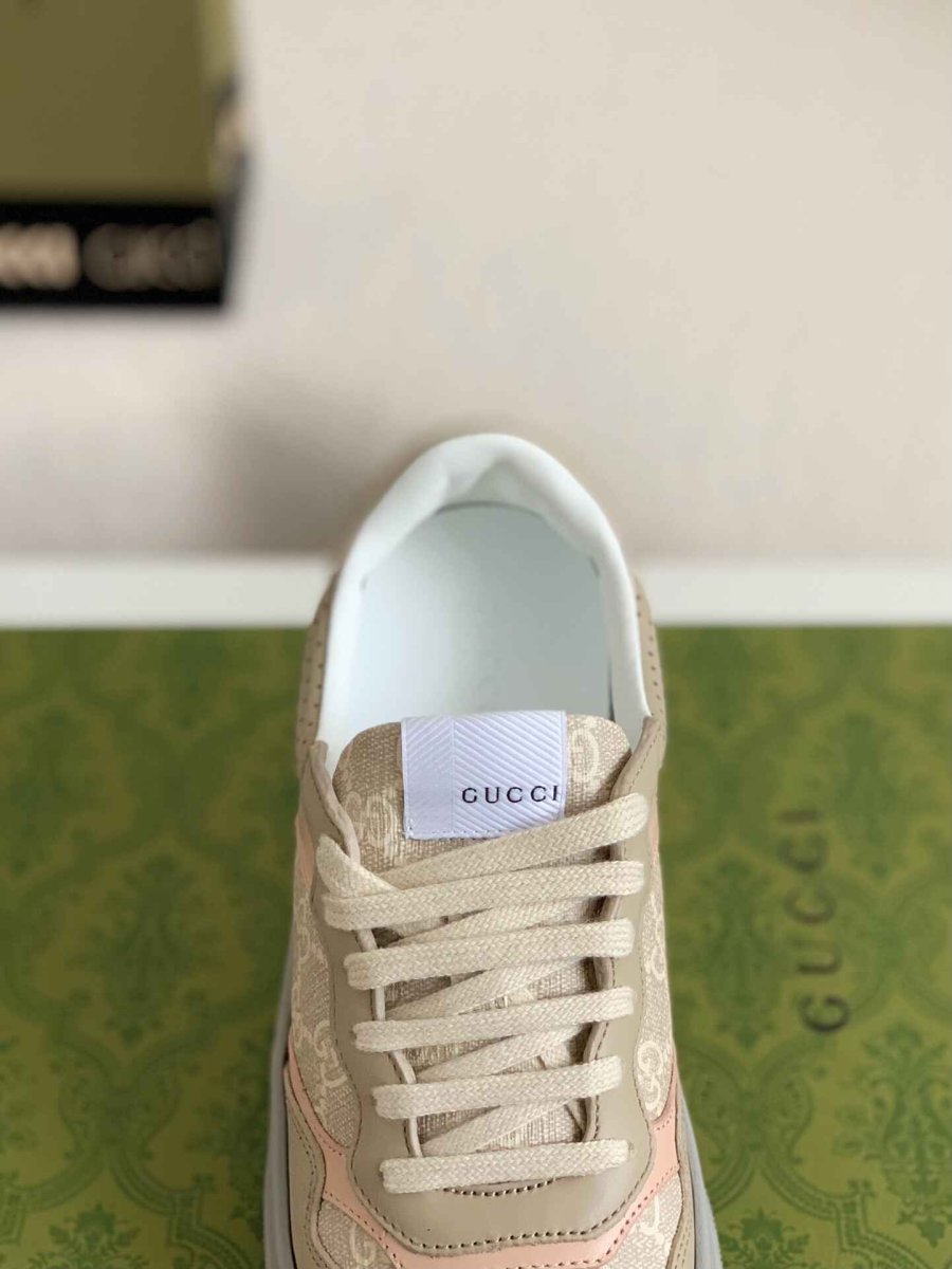Gucci Re-Web Sneaker – Beige GG Canvas & Pink Leather - Image 3