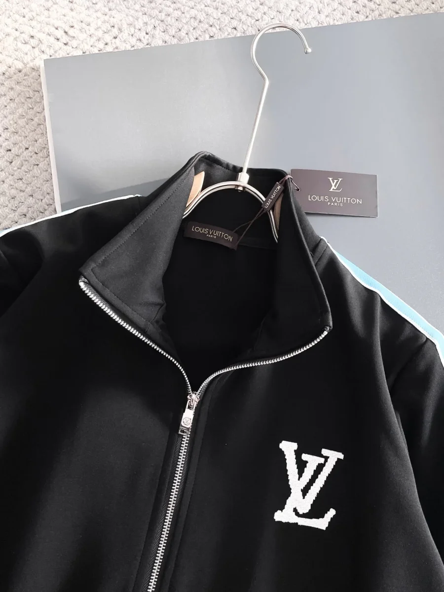 Louis Vuitton LV Men's Graphic Stripe Tracksuit - Black & Light Blue Monogram Knit Set - Image 5