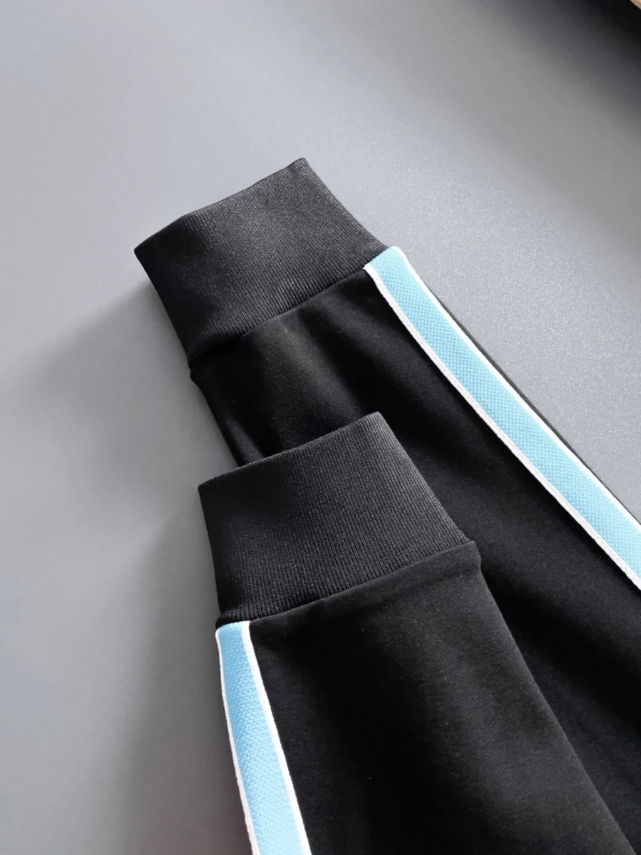Louis Vuitton LV Men's Graphic Stripe Tracksuit - Black & Light Blue Monogram Knit Set - Image 9